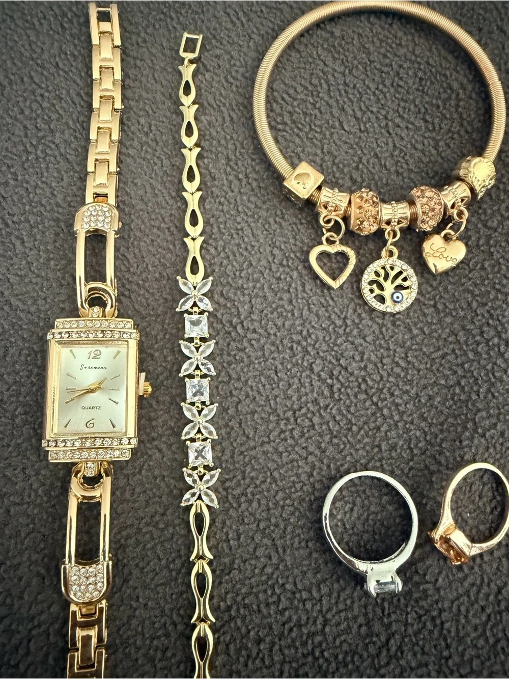 Gold-Tone Women's Charm Bracelet & Watch Set - Gold